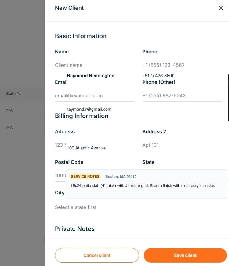 Perfiles de clientes e historial de servicios