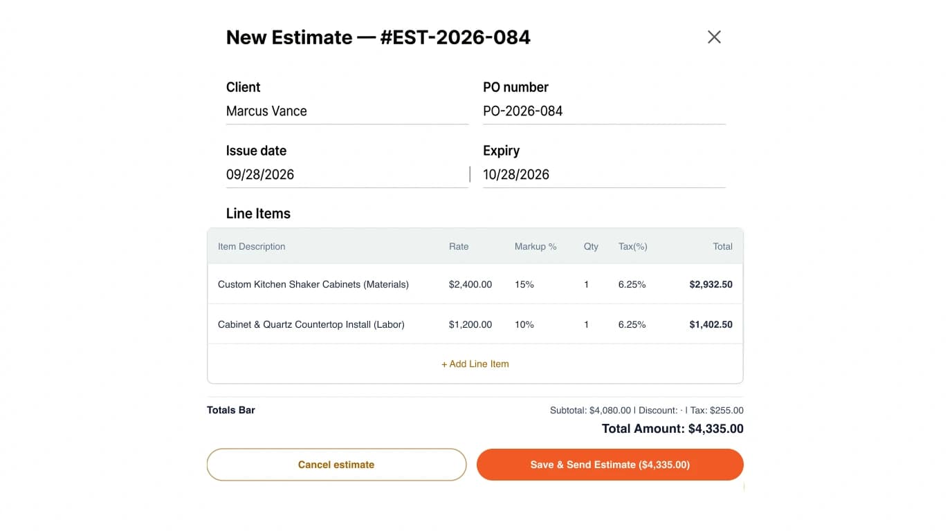 Estimates with line items