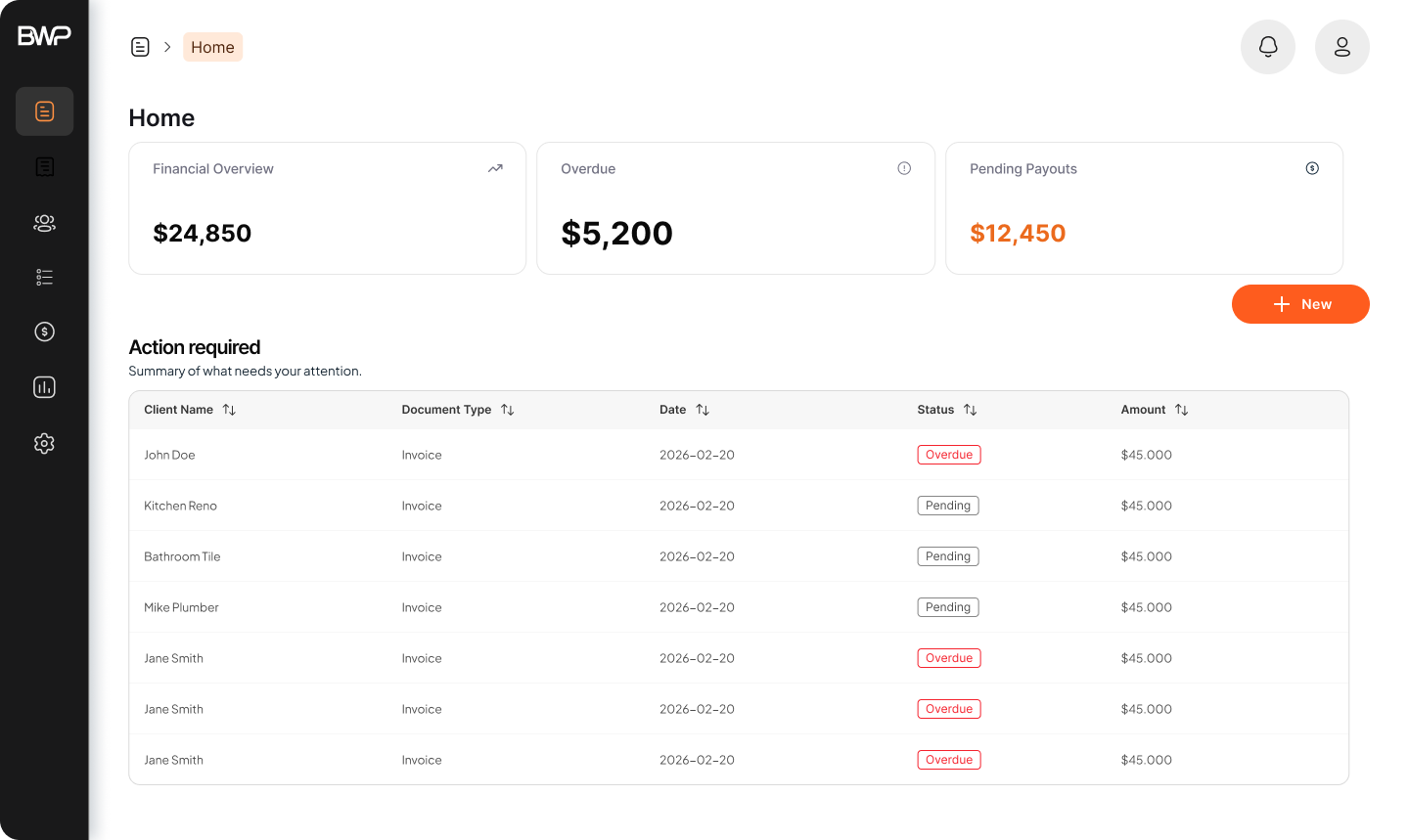 BuildWisePro platform dashboard